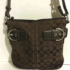 Coach brown signature fabric print canvas/ leather